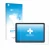 Face avant d’un emballage produit avec le logo de la marque upscreen. À côté, l’appareil Amazon Fire HD 10 2023 (13e Gen.) est