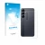Face avant d’un emballage produit avec le logo de la marque upscreen. À côté, l’appareil Samsung Galaxy S25 Plus (Arrière) est