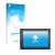 Face avant d’un emballage produit avec le logo de la marque upscreen. À côté, l’appareil WAGO Web Panel 400 est représenté ave