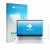 Face avant d’un emballage produit avec le logo de la marque upscreen. À côté, l’appareil HP OmniBook X 17-de0776ngx est représ