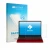 Face avant d’un emballage produit avec le logo de la marque upscreen. À côté, l’appareil HP Scuderia Ferrari Notebook est repr