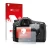 Face avant d’un emballage produit avec le logo de la marque upscreen. À côté, l’appareil Sony Alpha 77 II (SLT-A77 II) est rep