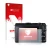 Face avant d’un emballage produit avec le logo de la marque upscreen. À côté, l’appareil Canon EOS M3 est représenté avec la p