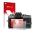 Face avant d’un emballage produit avec le logo de la marque upscreen. À côté, l’appareil Fujifilm X-T100 est représenté avec l