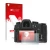 Face avant d’un emballage produit avec le logo de la marque upscreen. À côté, l’appareil Leica V-LUX 5 est représenté avec la 
