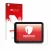 Face avant d’un emballage produit avec le logo de la marque upscreen. À côté, l’appareil Zebra ET80 est représenté avec la pro