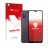 Face avant d’un emballage produit avec le logo de la marque upscreen. À côté, l’appareil Motorola Moto G10 (Avant+Caméra) est 