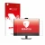 Face avant d’un emballage produit avec le logo de la marque upscreen. À côté, l’appareil Dell OptiPlex 7420 All-in-One est rep