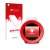 Face avant d’un emballage produit avec le logo de la marque upscreen. À côté, l’appareil Nintendo Sound Clock Alarmo est repré