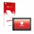 Face avant d’un emballage produit avec le logo de la marque upscreen. À côté, l’appareil WAGO Web Panel 400 est représenté ave