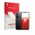 Face avant d’un emballage produit avec le logo de la marque upscreen. À côté, l’appareil Xiaomi Redmi 17C 5G (Avant+Caméra) es