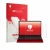 Face avant d’un emballage produit avec le logo de la marque upscreen. À côté, l’appareil HP Scuderia Ferrari Notebook est repr