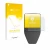 Face avant d’un emballage produit avec le logo de la marque upscreen. À côté, l’appareil Trezor Safe 3 est représenté avec la 