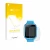 Face avant d’un emballage produit avec le logo de la marque upscreen. À côté, l’appareil Xplora Kidzi Watch est représenté ave