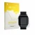 Face avant d’un emballage produit avec le logo de la marque upscreen. À côté, l’appareil Pebble Time 2 2026 est représenté ave