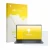 Face avant d’un emballage produit avec le logo de la marque upscreen. À côté, l’appareil Dell Pro 15 Essential PV15250 est rep