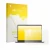 Face avant d’un emballage produit avec le logo de la marque upscreen. À côté, l’appareil ASUS ExpertBook P5 Gen1 est représent