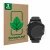 Face avant d’un emballage produit avec le logo de la marque ScreenLeaf. À côté, l’appareil Garmin Fenix 5 Plus (47 mm) est rep