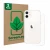 Face avant d’un emballage produit avec le logo de la marque ScreenLeaf. À côté, l’appareil Apple iPhone 12 mini (Arrière) est 