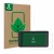 Face avant d’un emballage produit avec le logo de la marque ScreenLeaf. À côté, l’appareil BMW ConnectedRide Navigator est rep