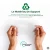 Informations sur le matériau support recyclé, composé à 100 % de PET PCR recyclé. En bas se trouve le logo du "Global Recycled